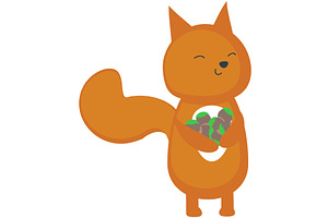 Squirrel vector with autumn nuts, an Animal Illustration by SiberianArt