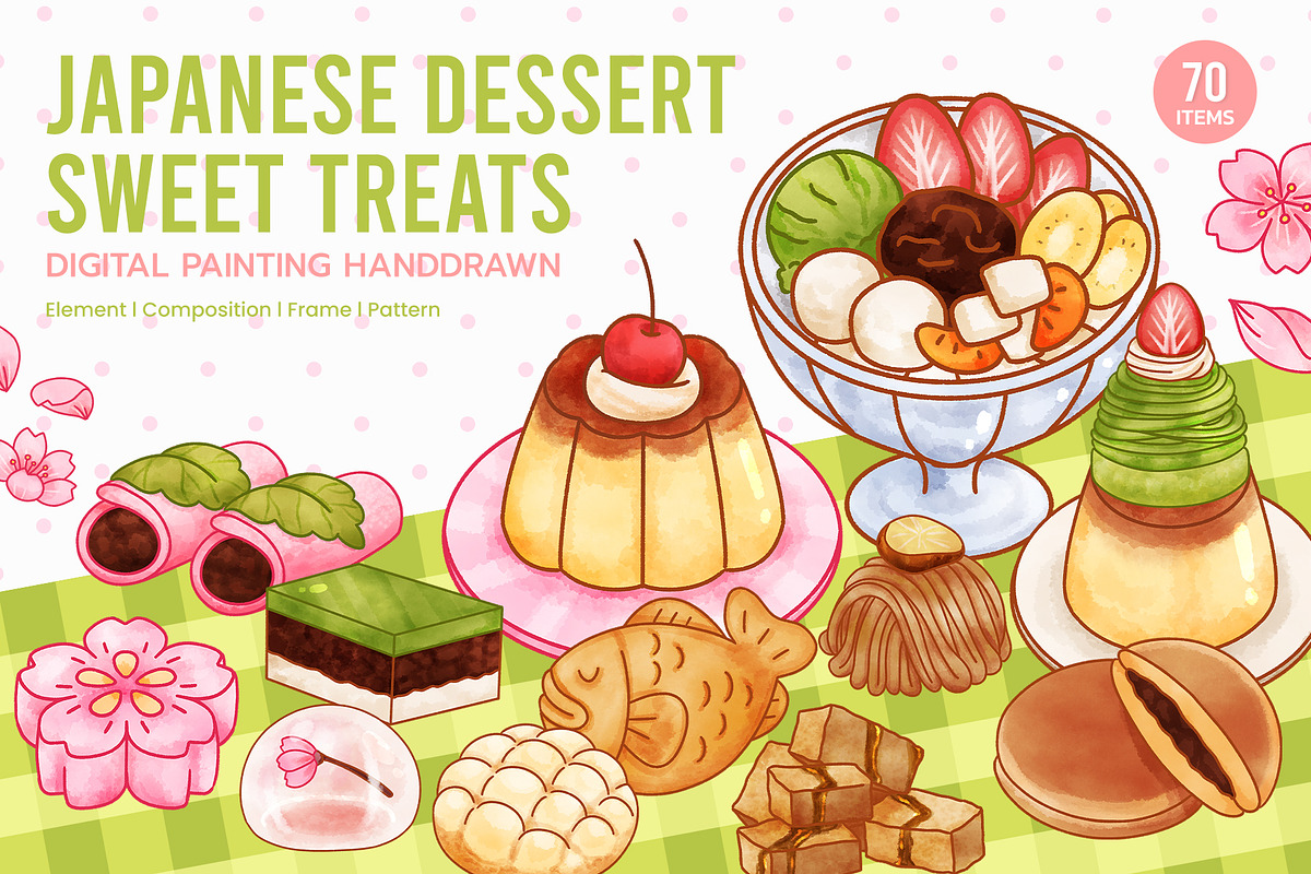 Japanese Desserts Sweet Treats, a Food Illustration by CreativeValuation (Photo 1 of 12)