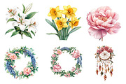 Watercolor Spring Flowers Clipart, an Illustration by CreationArt (Thumbnail 5 of 5)