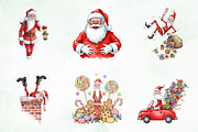 Watercolor Funny Skinny Santa Bundle, an Illustration by Creative Art (Thumbnail 4 of 10)