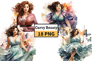 Watercolor Curvy Beauty Clipart