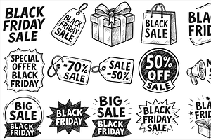 Black Friday Icons, an Object Graphic by nikagraphic