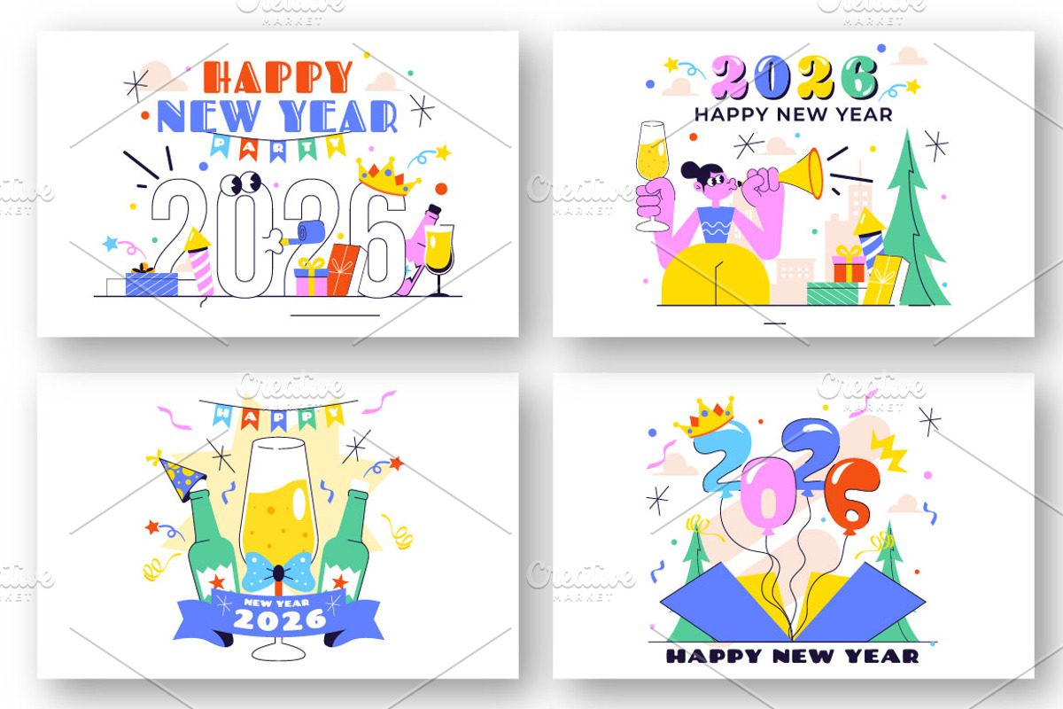 12 Happy New Year 2026 Illustration, a Seasonal Illustration by denayunebgt (Photo 2 of 4)