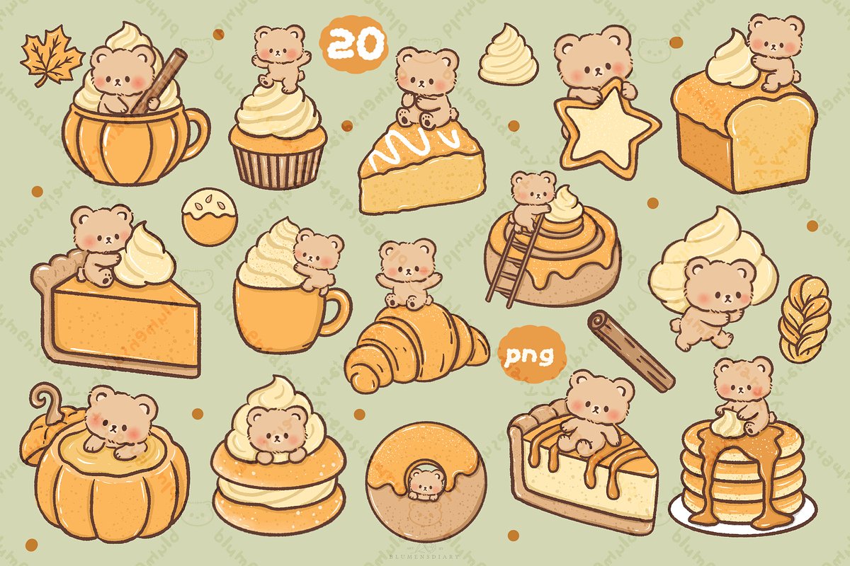 Milo Cute Bear Clipart PNG Bundle, an Animal Illustration by Blumensdiary (Photo 7 of 11)