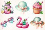 Pink & Mint Summer Clipart, an Illustration by DreamCafeArt (Thumbnail 3 of 8)