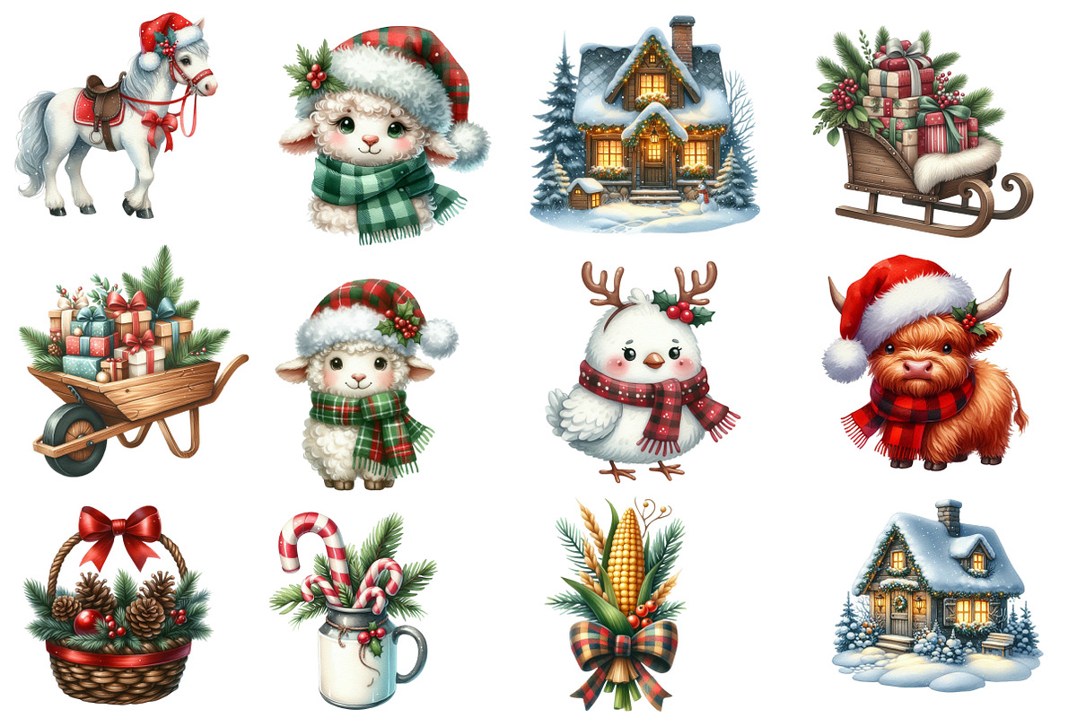 Christmas Farm Sublimation Clipart, an Illustration by Designworld (Photo 4 of 6)