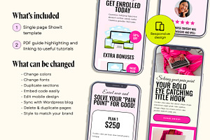 Pink Sales Page Showit Template