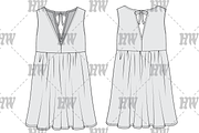 Low V Summer Dress Fashion Flat, a Shirt Mockup by haydenwentworth (Thumbnail 1 of 3)