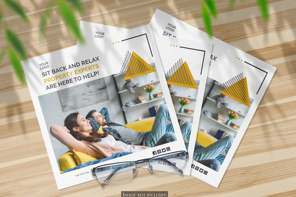 3 Square Flyers clean Mockup, a Print Template by ItemBridge