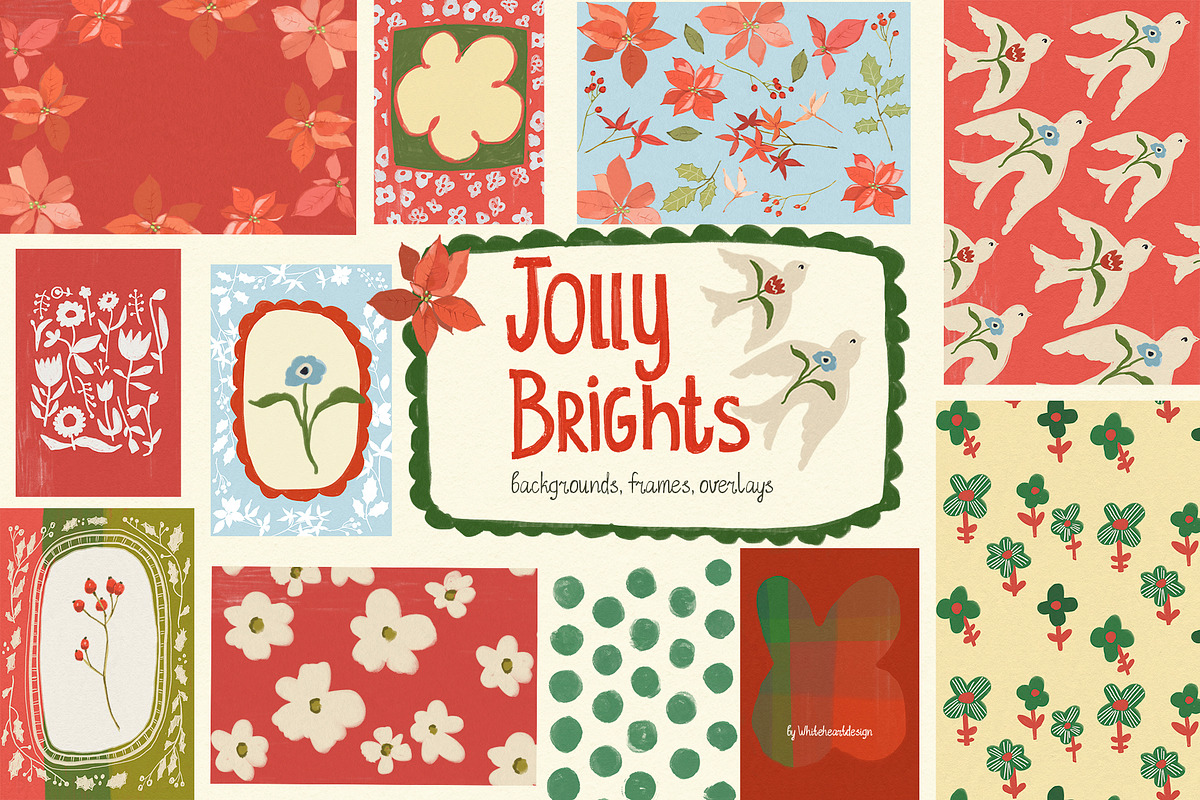 Christmas Backgrounds & Frames, a Decorative Illustration by whiteheartdesign (Photo 1 of 20)