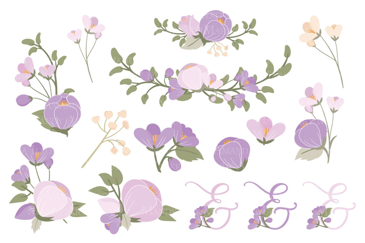 Lavender Flower Heart Clipart, an Illustration by Amanda Ilkov (Photo 5 of 5)