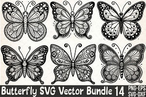 Butterfly SVG Silhouette Vector Bund, an Illustration by Rose Art