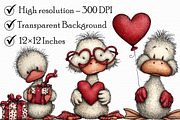 Whimsical Valentine Duck Clipart, an Illustration by Libby Wishes (Thumbnail 5 of 7)