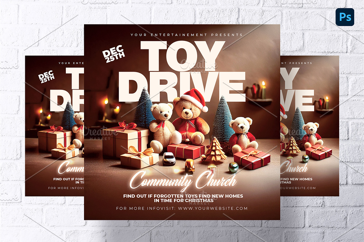 Christmas Toy Drive Flyer Template, a Design Template by Rome B Creation (Photo 1 of 2)