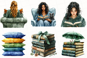 Watercolor Booklover Clipart, an Illustration by OK Design (Thumbnail 3 of 5)