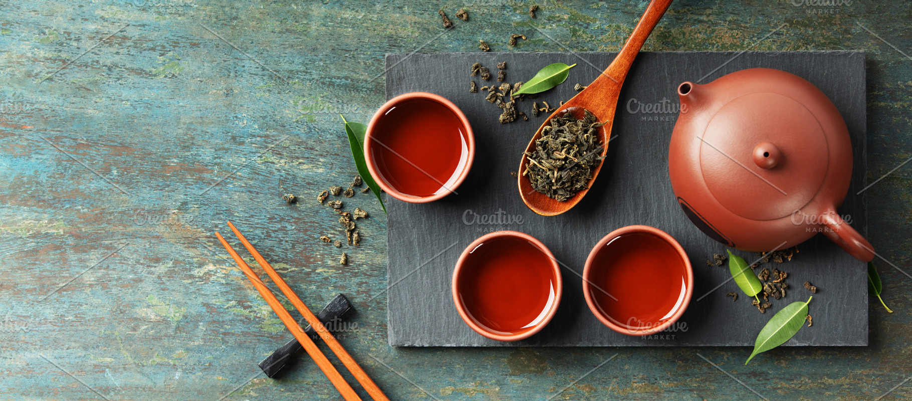 Traditional Asian Tea Ceremony with Red Clay Teapot and Loose Le, a Food & Drink Photo by Natalia Klenova's Shop