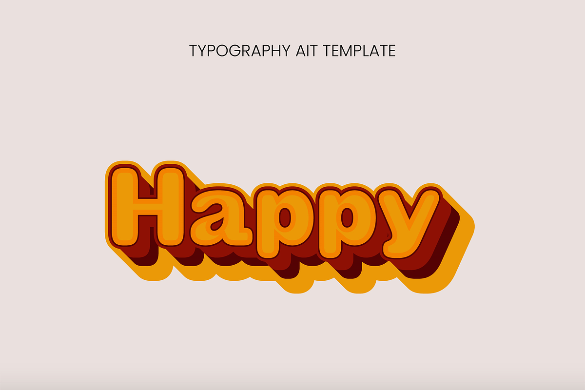 Retro Layered 3D Rounded Text Effect