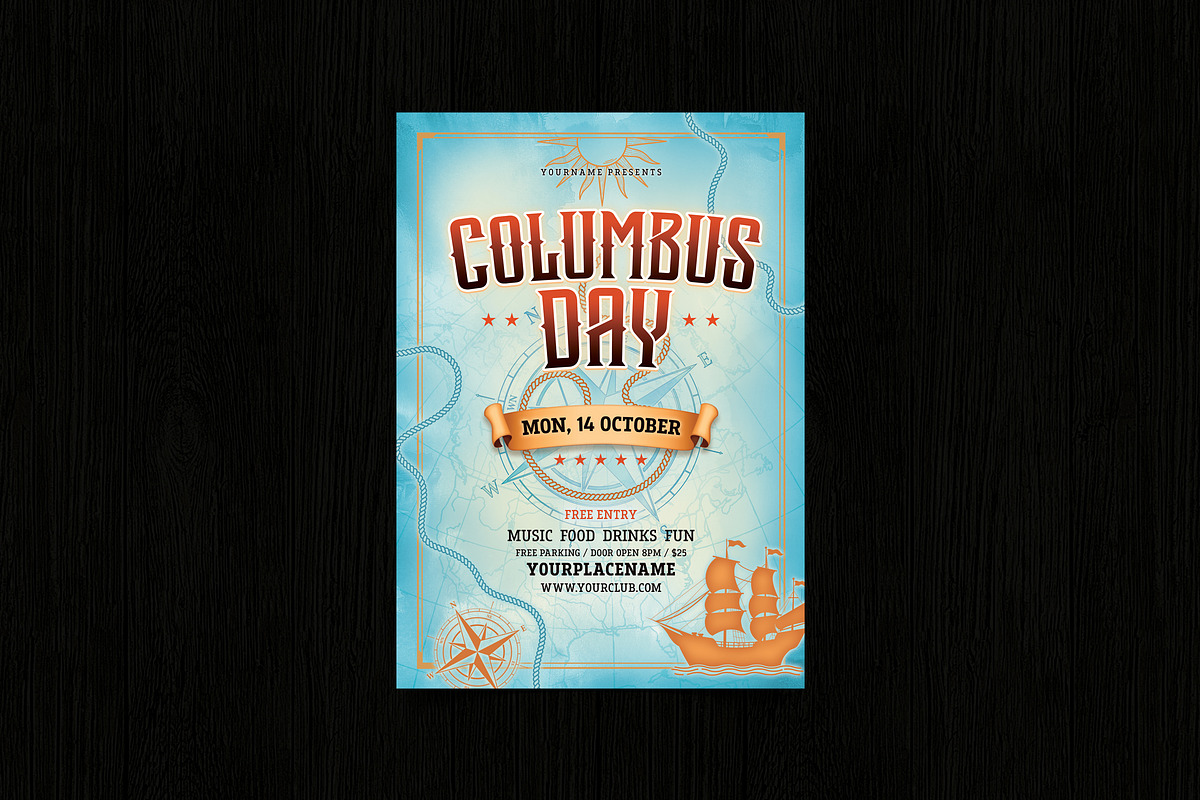 Columbus Day, a Flyer Template by DesignWorkz
