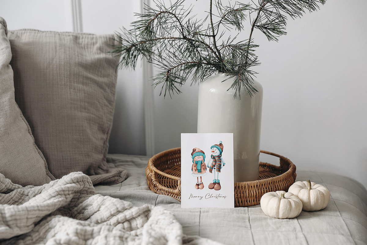 Christmas Snowmen Cartoons & Trees, an Animal Illustration by Jeanna Draw (Photo 10 of 13)