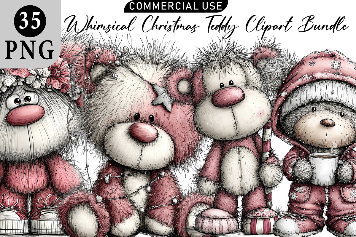 Whimsical Christmas Teddy Clipart, an Illustration by Daily.Designs (Photo 1 of 5)
