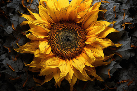 Close up of sunflower with water dro, a Photo by Iftikhar Alam