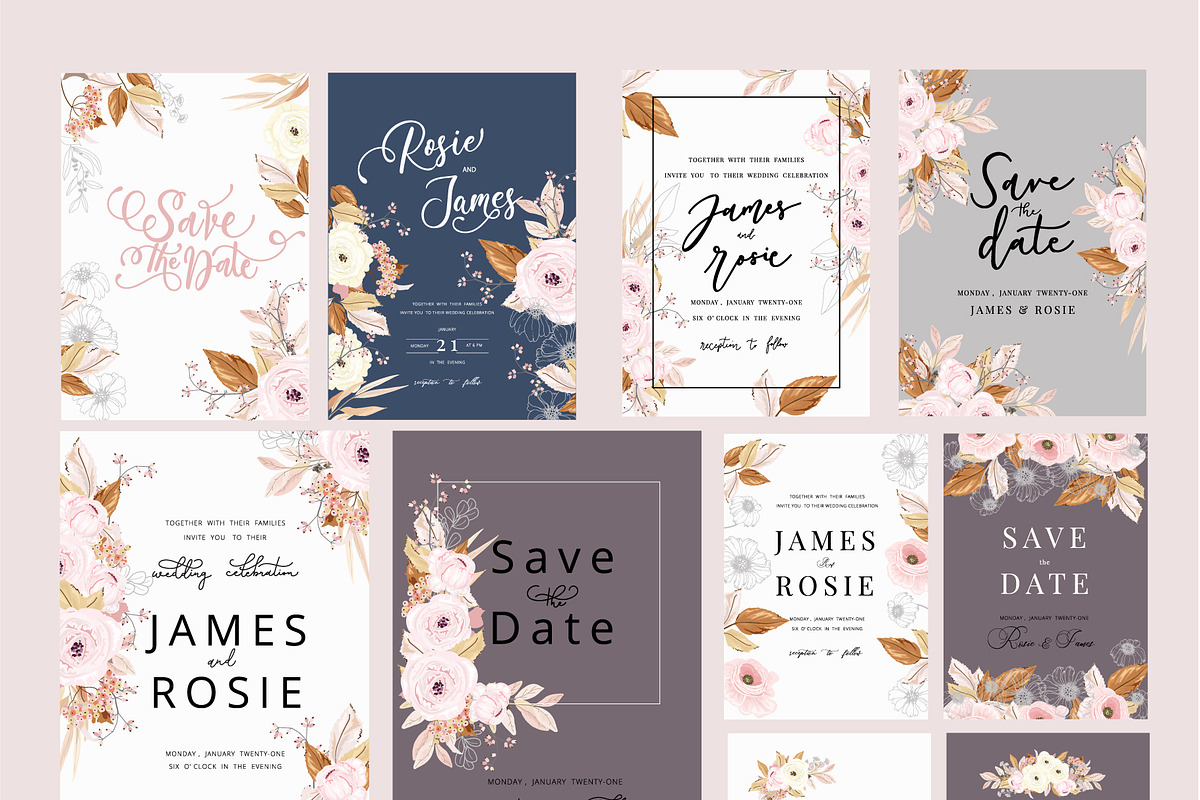 Autumn Pink Rose Handdraw Bundle Set, a Decorative Illustration by MooBeer (Photo 7 of 8)