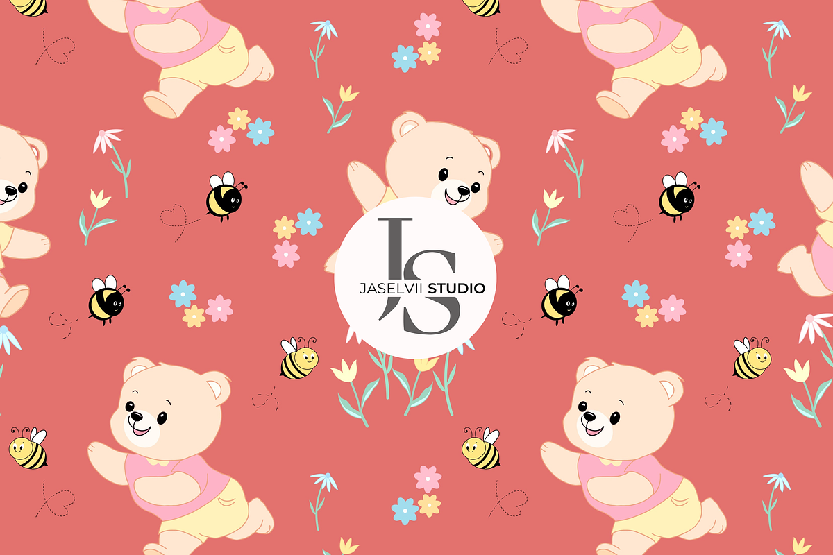 Bear Bee - Peach, a Pattern Graphic by Jaselvii Studio (Photo 6 of 6)