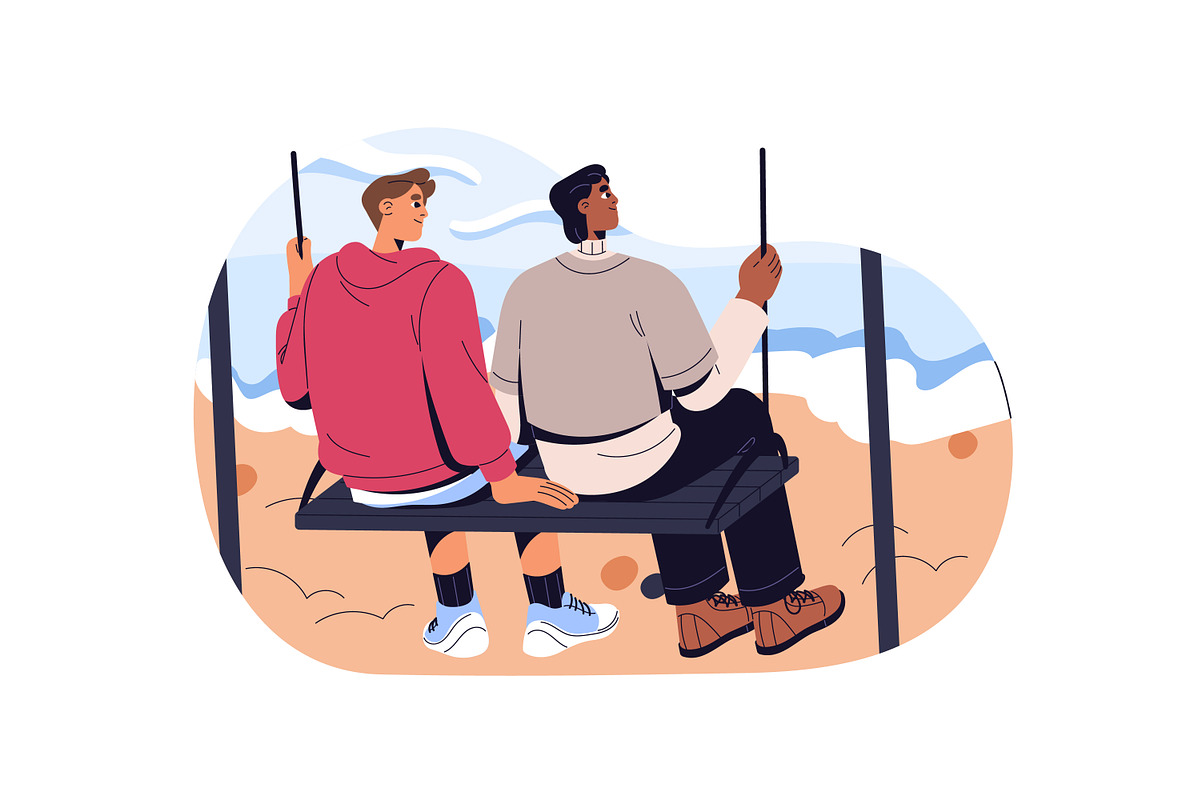 Happy people on swings in nature set, a Person Illustration by PaperTrident (Photo 3 of 7)
