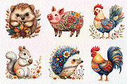 Watercolor Folk Art Animals Clipart, an Illustration by Dream Creation (Thumbnail 4 of 7)