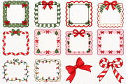 Christmas Frames Clipart Retro Bows, a Decorative Illustration by SugarCloudStudioArt (Thumbnail 5 of 5)