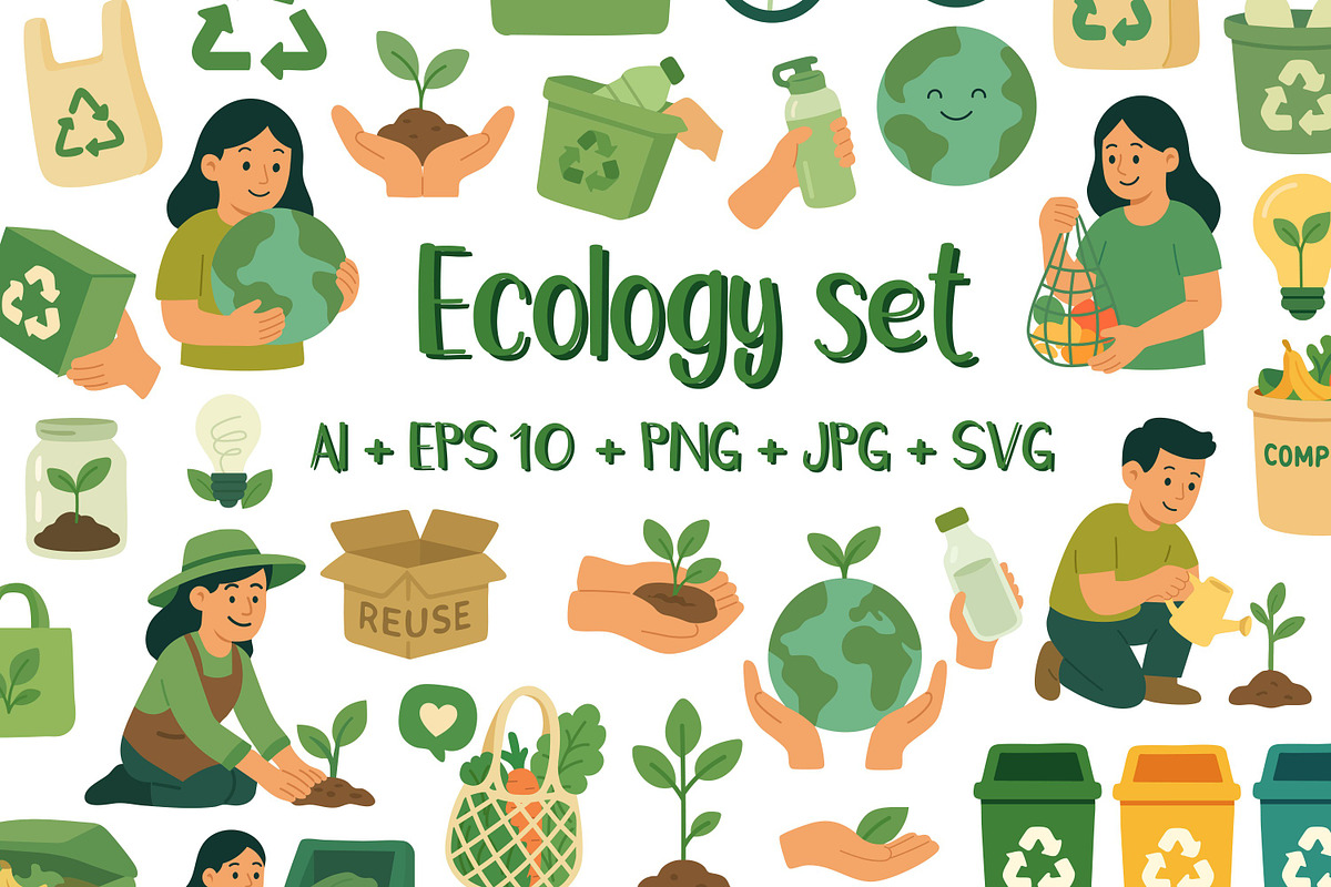 Eco Friendly Doodle Set, a Person Illustration by ananastya (Photo 1 of 7)