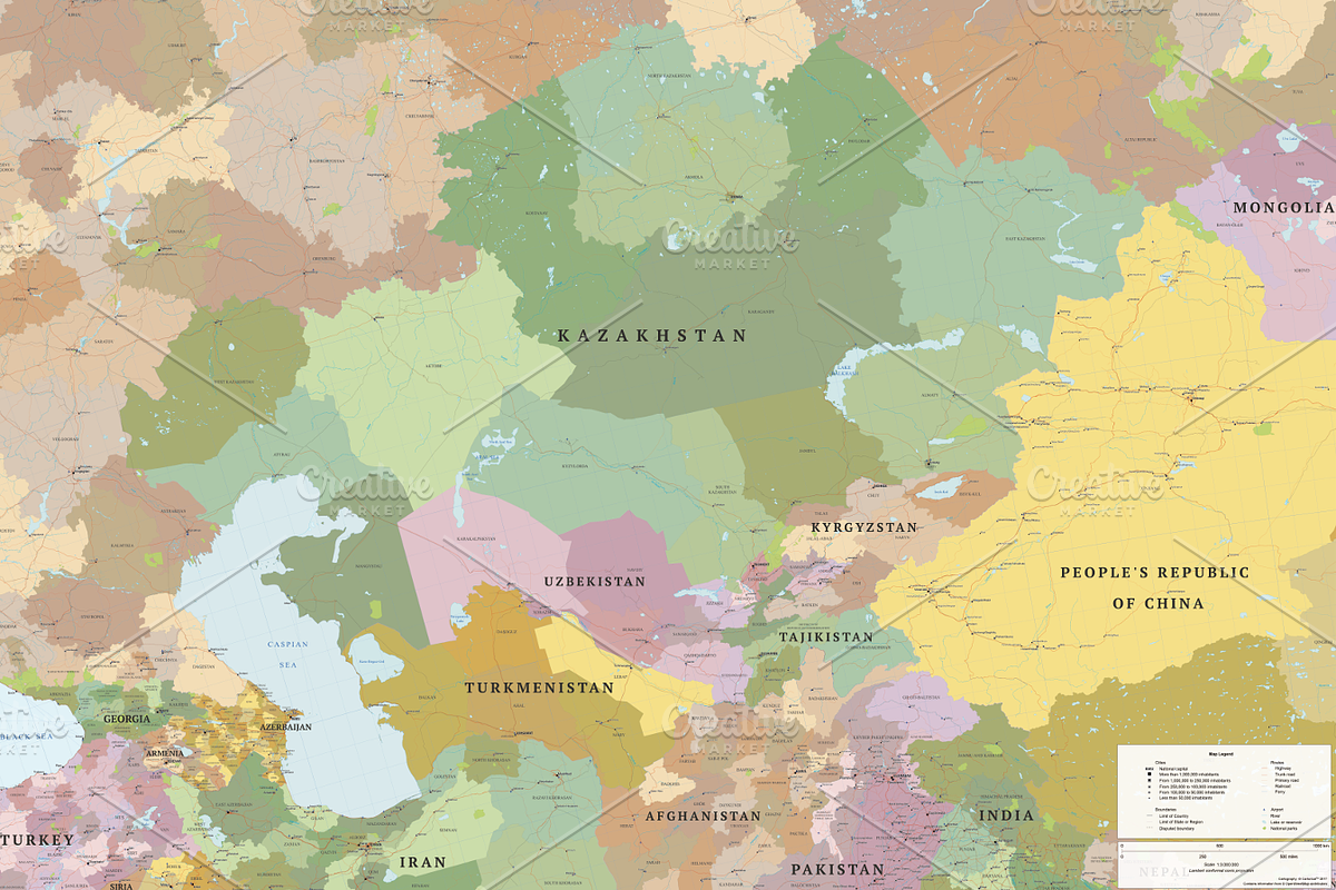 Political Map of Asia - Central Asia, an Education Illustration by Cartorical (Photo 4 of 9)