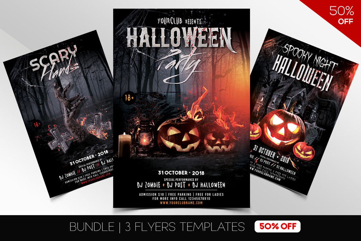 BUNDLE 50% OFF - 3 Halloween Flyers, a Flyer Template by Ronita Shkodra (Photo 1 of 4)