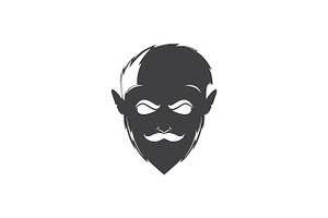 Face Black Man With Mustache Logo