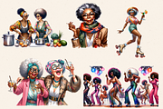 OLD LADY DRINKERS CLIPART PACK, a Person Illustration by Daring Digies (Thumbnail 5 of 9)