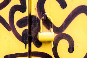 Graffiti painted doors with lock, an Abstract Photo by BOOCYS