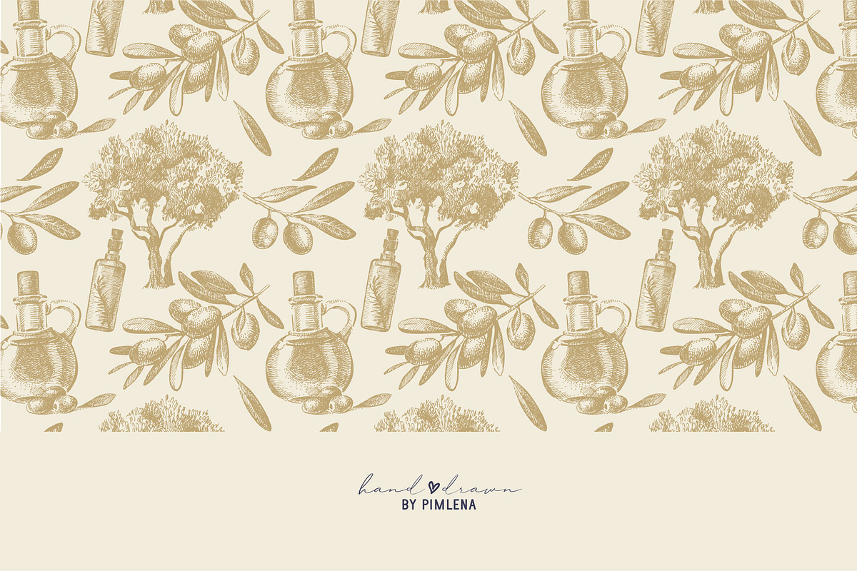Vintage Olive Hand Drawn Collection, a Food Illustration by Elena Pimonova (Photo 3 of 5)