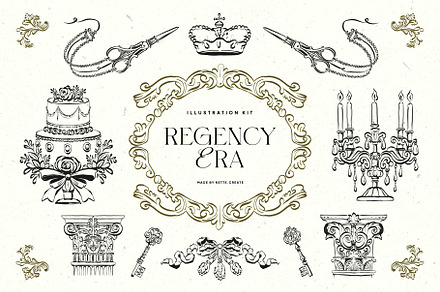 The Regency Era | Illustration Kit, an Object Graphic by KetteCreate