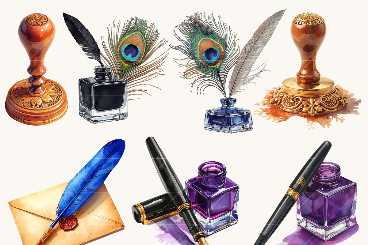 Vintage Stationery Clipart Bundle, an Object Illustration by Design Scotch (Photo 2 of 8)