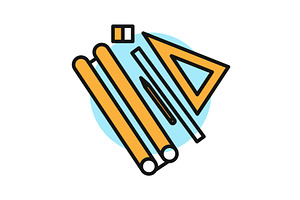 Building line icon. Color symbol in, an Illustration by the8monkey