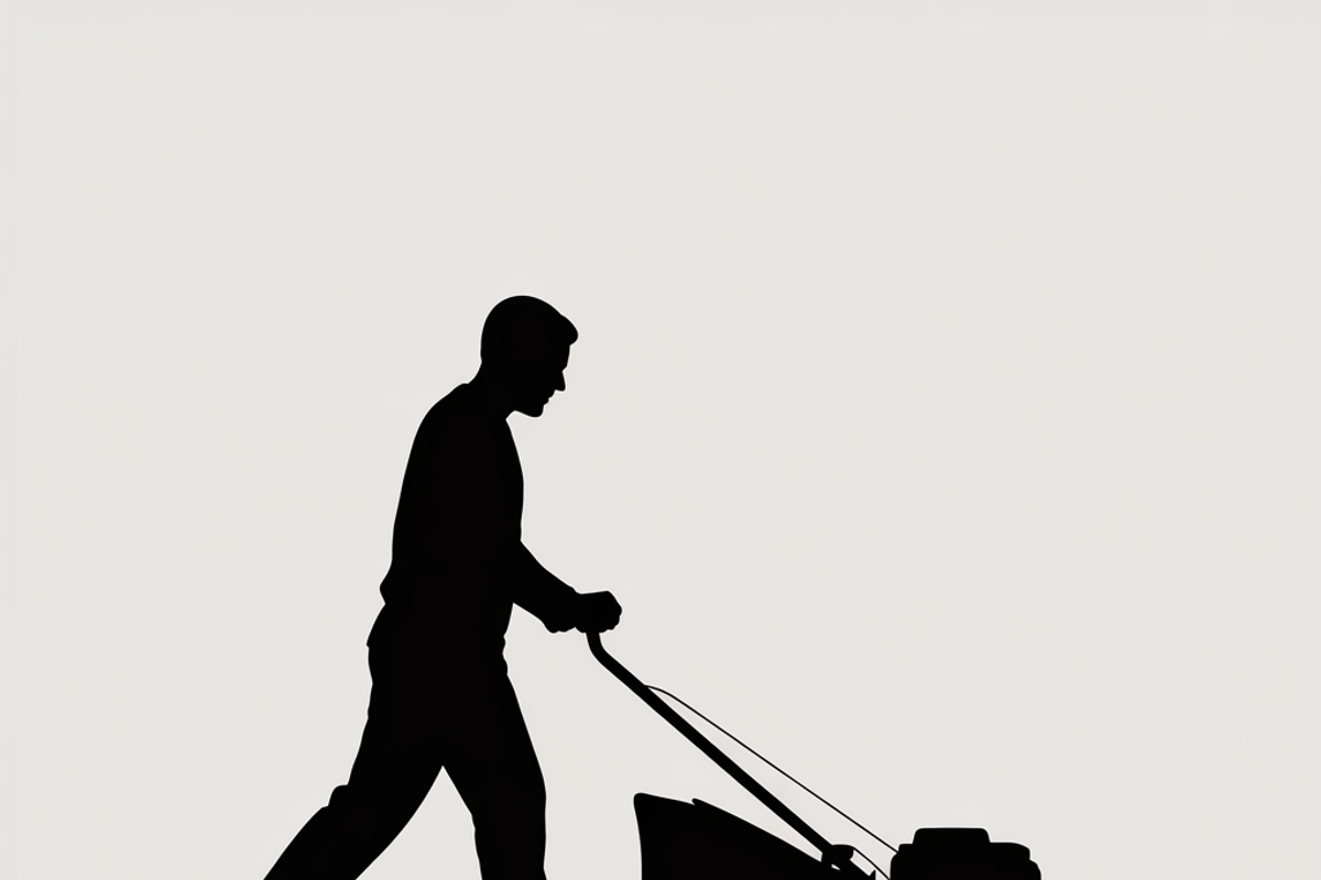 silhouette of a man mowing the lawn, an Illustration by Amazin_art (Photo 18 of 21)