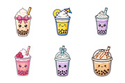 Cute Bubble Tea Clipart Bundle, a Food Illustration by fashionaddict (Thumbnail 2 of 3)
