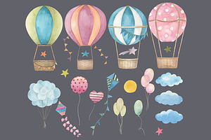 Air Collection. Watercolor Cliparts