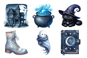 Watercolor Blue Halloween Clipart, an Illustration by Daily.Designs (Thumbnail 5 of 5)