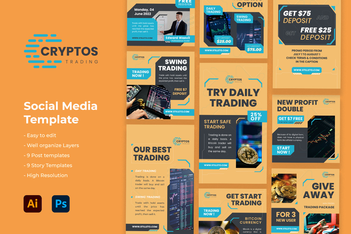 Cryptos Trading, a Social Media Template by kerismaker (Photo 1 of 3)