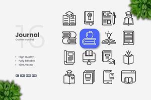 Journal Outline Icons, an Outline Icon by Upnowgraphic