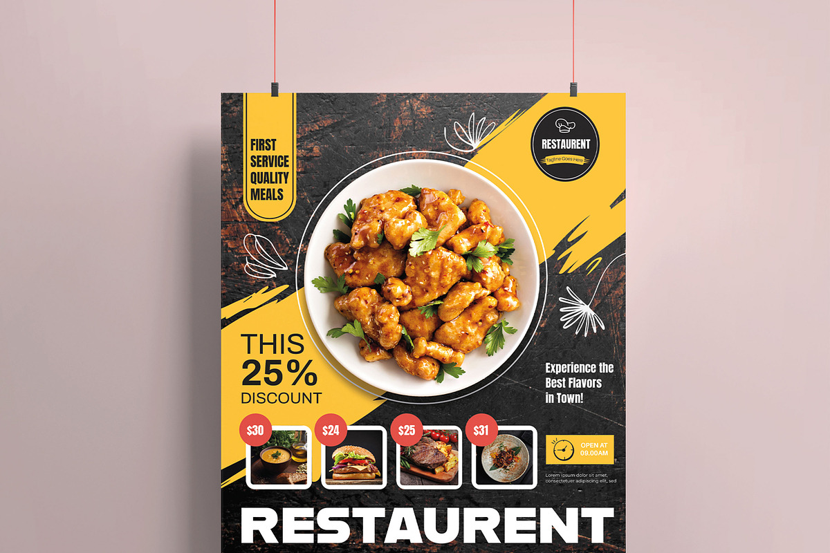 Food Menu Poster Template, a Flyer Template by MightyDesign (Photo 2 of 8)