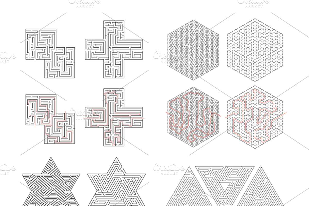 Set of complicated labyrinths, an Object Graphic by BestPics