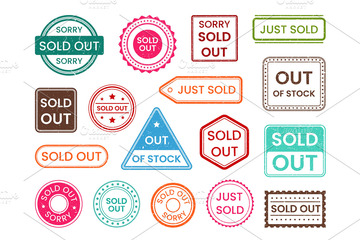Sold out stamp, out of stock, an Illustration by studioworkstock