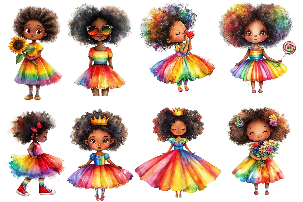Cute Juneteenth Afro Girl Clipart, an Illustration by Designworld (Photo 3 of 5)